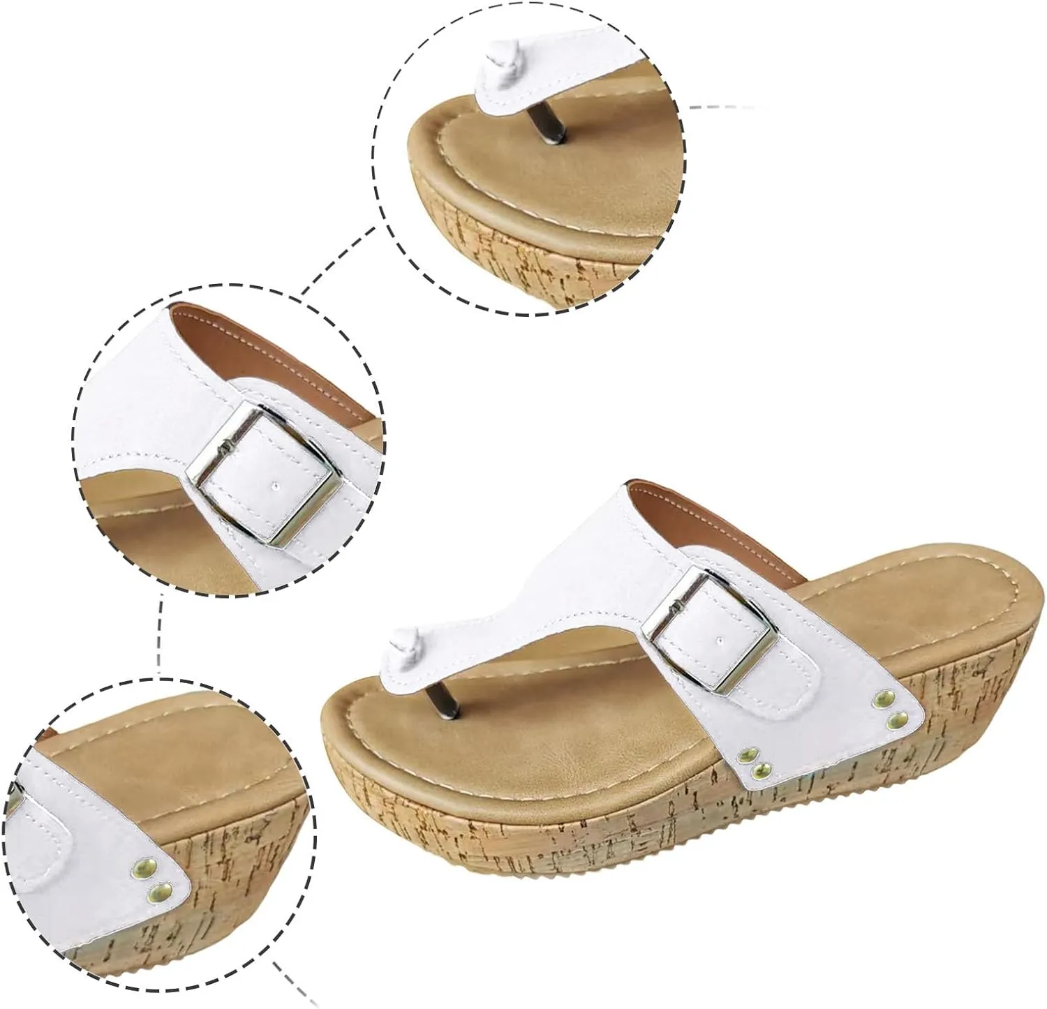 Summer Women's Casual Thick Sole Sandals Comfortable Slip On Mid Heel Beach Walking Shoes for Daily Outfits
