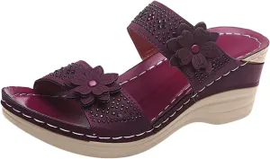 Summer Women's Sandals Comfortable Wedge Sandal Flower Sewing With Arch Support Casual Waterproof Dresses Open Toe Slipper Platform Slides Non-slip Evening Bride Wedding Beach Parties Outdoor