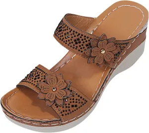 Summer Women's Sandals Comfortable Wedge Sandal Flower Sewing With Arch Support Casual Waterproof Dresses Open Toe Slipper Platform Slides Non-slip Evening Bride Wedding Beach Parties Outdoor