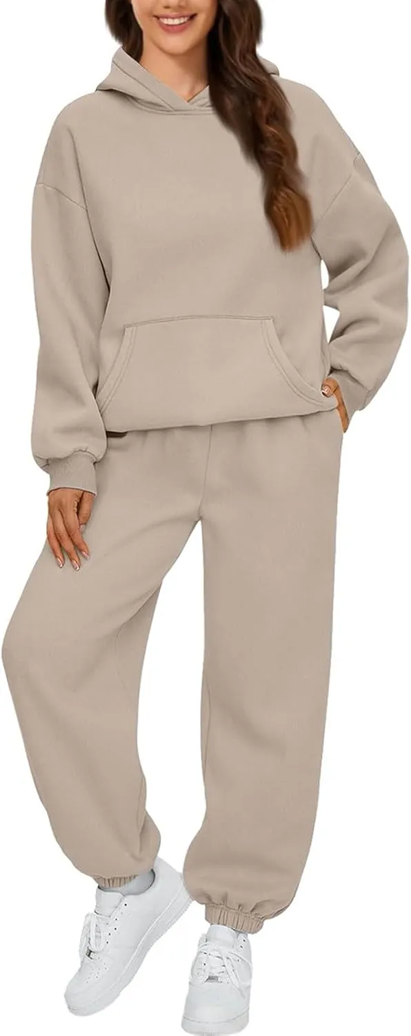 Sweatsuits Women 2 Piece Outfit Fleece Oversized Hoodie Joggers Sweatpants Track Suits Matching Lounge Pants Sets