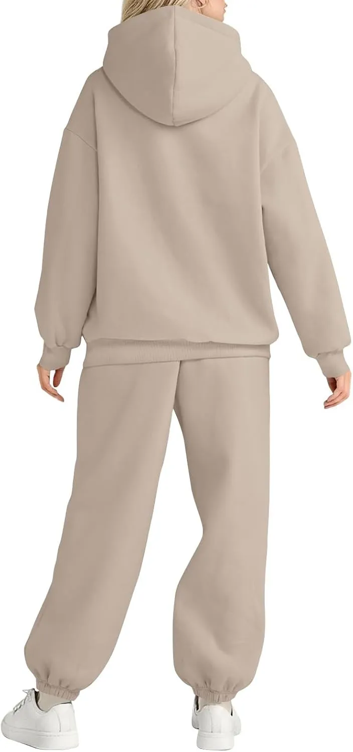 Sweatsuits Women 2 Piece Outfit Fleece Oversized Hoodie Joggers Sweatpants Track Suits Matching Lounge Pants Sets
