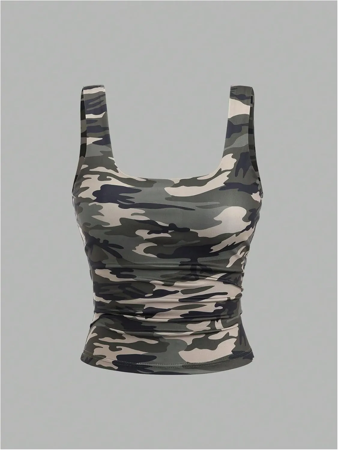 SweatyRocks Women's 3 Pack Tank Tops Camo Leopard Print Square Neck Sleeveless Summer Fitted Tops