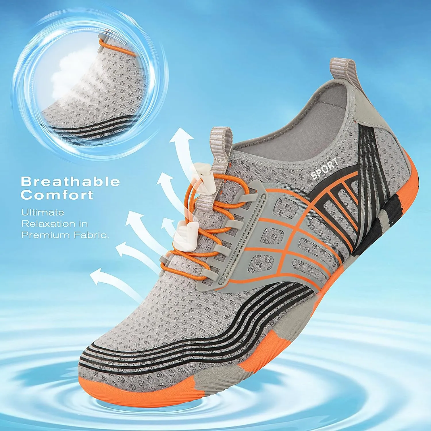 Tanamo Water Shoes for Women Men Quick Dry Swim Beach Barefoot River Aqua Shoes for Hiking Boating Camping Grounding Surfing