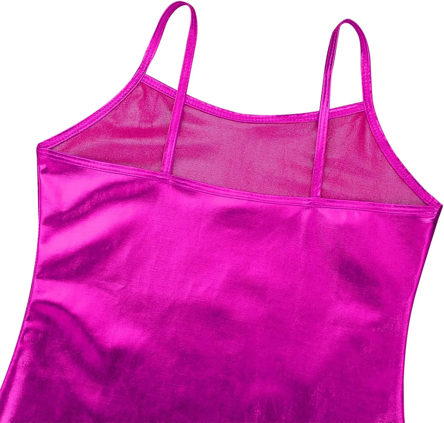 TiaoBug Girls Shiny Metallic Dance Crop Tops Sleeveless Camisole Tank Tops Jazz Dancing Performance Shirt