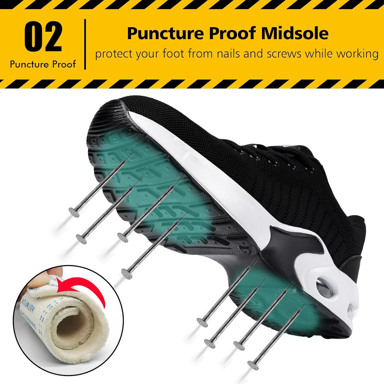 Tinefiy Steel Toe Shoes for Women Lightweight Safety Shoes Air Cushion Comfortable Slip Resistant Indestructible Womens Puncture Proof Work Shoe