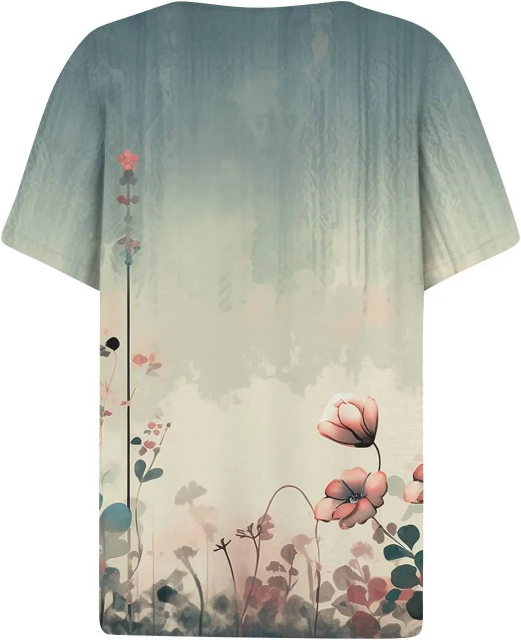 Tops for Women Trendy Button Down V Neck Tunics Henley Trendy Blouse Printed Summer Tops Vacation Tees Pullover
