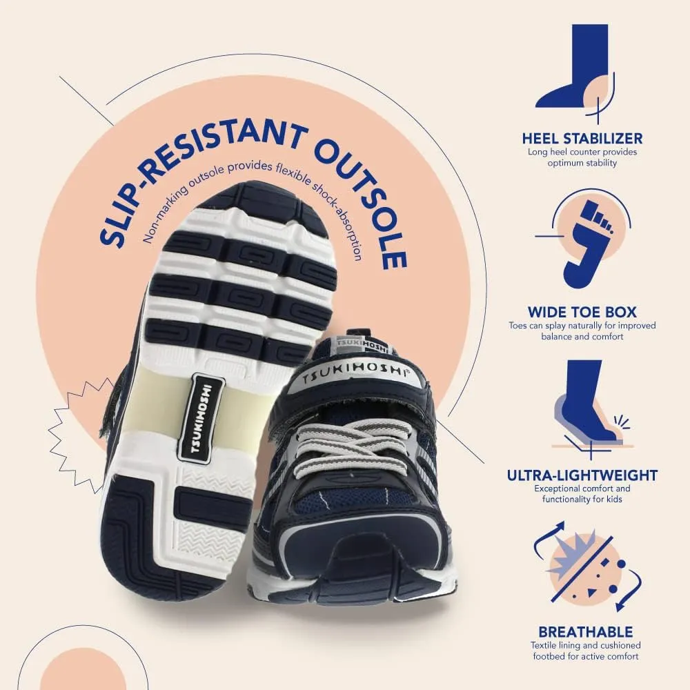TSUKIHOSHI Storm Kids Shoes - Strap-Closure Machine-Washable Kids and Toddler Shoes with Wide Toe Box & Slip-Resistant, Non-Marking Outsoles