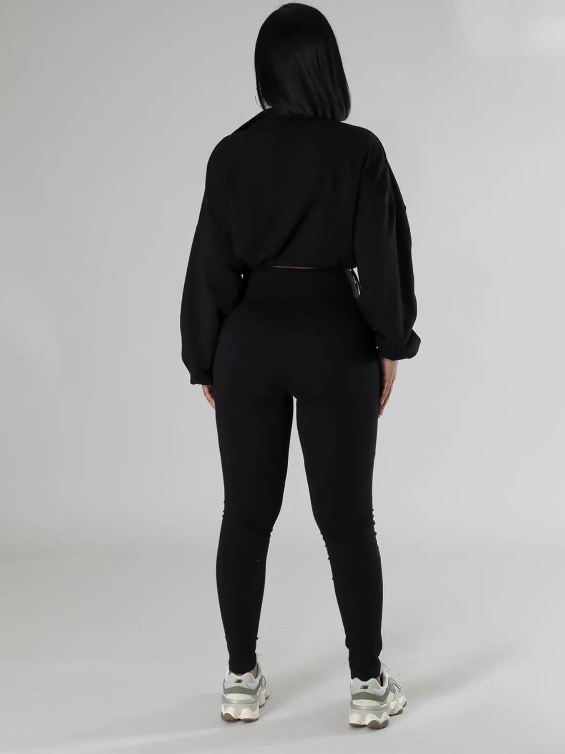Two Piece Sets for Women Workout Set Crop Top Zipper Long Sleeve High Waist Casual Tracksuit Sweatsuits
