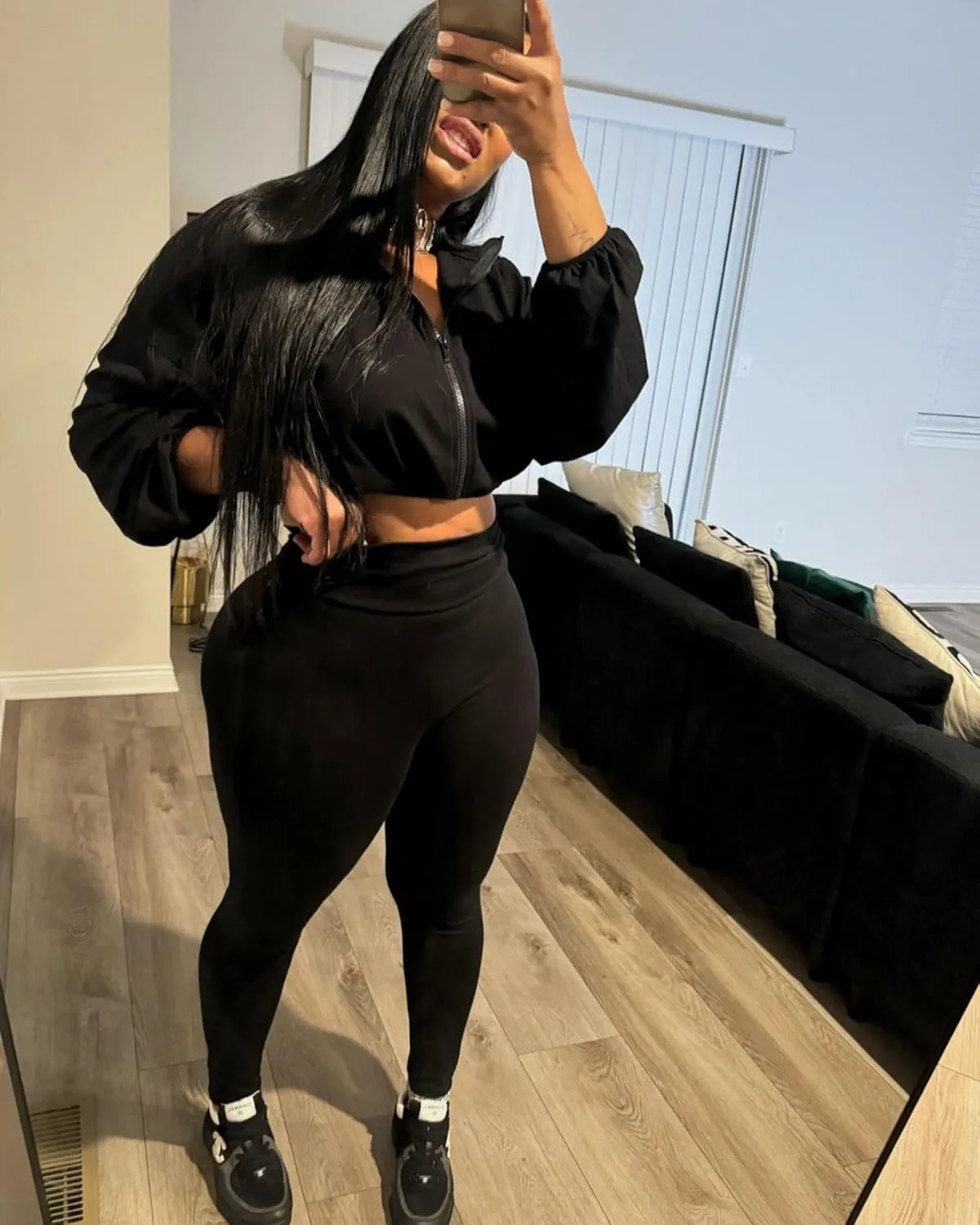 Two Piece Sets for Women Workout Set Crop Top Zipper Long Sleeve High Waist Casual Tracksuit Sweatsuits