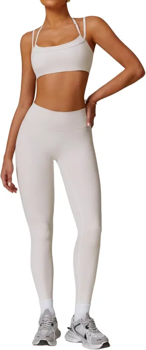 Two Piece Workout Sets For Women Sport Bra Matching High Waist Scrunch Butt Leggings Gym Yoga Active Wear Outfits