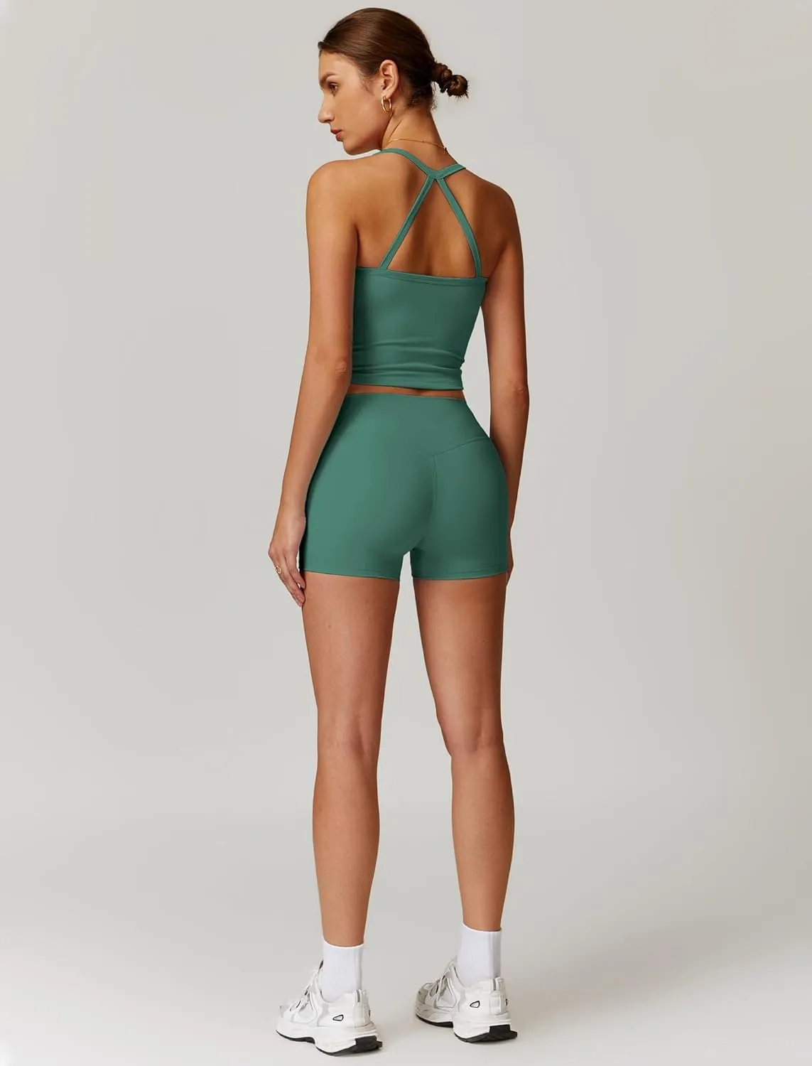 Two Piece Workout Sets For Women Tank Top Matching High Waist Booty Lifting Shorts Gym Yoga Active Wear Outfits