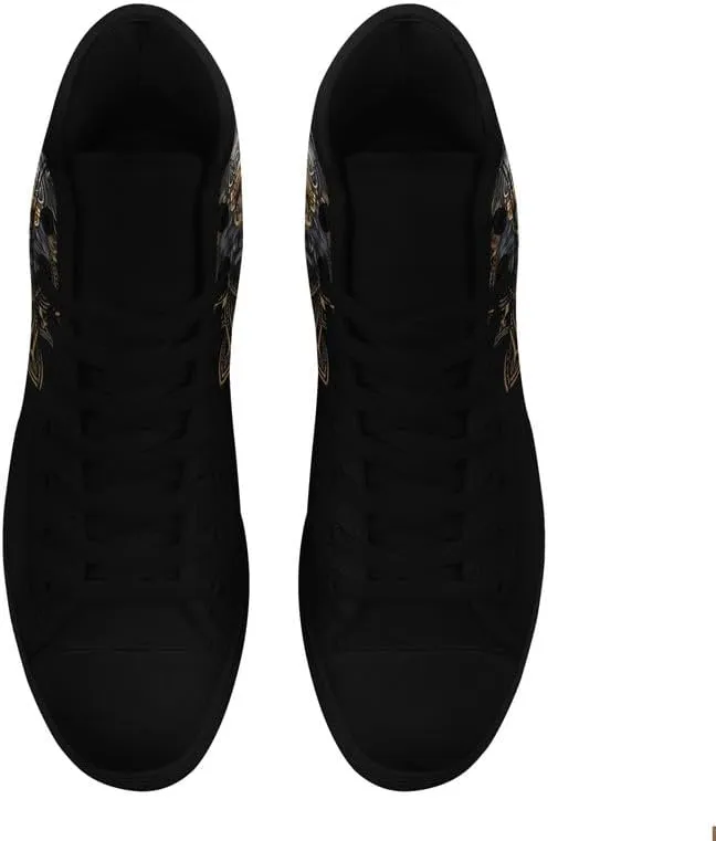 Unisex Fashion Skull High Top Sneakers Classic Lace-Up Canvas Shoes,Casual Cool Hip Hop Tennis Walking Shoes for Men Women
