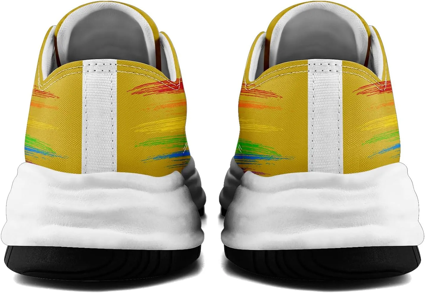 Vibrant Rainbow LGBTQ  Pride Platform Sneakers for Women, Mens Colorful Chunky Canvas Shoes Trainers Casual Footwear