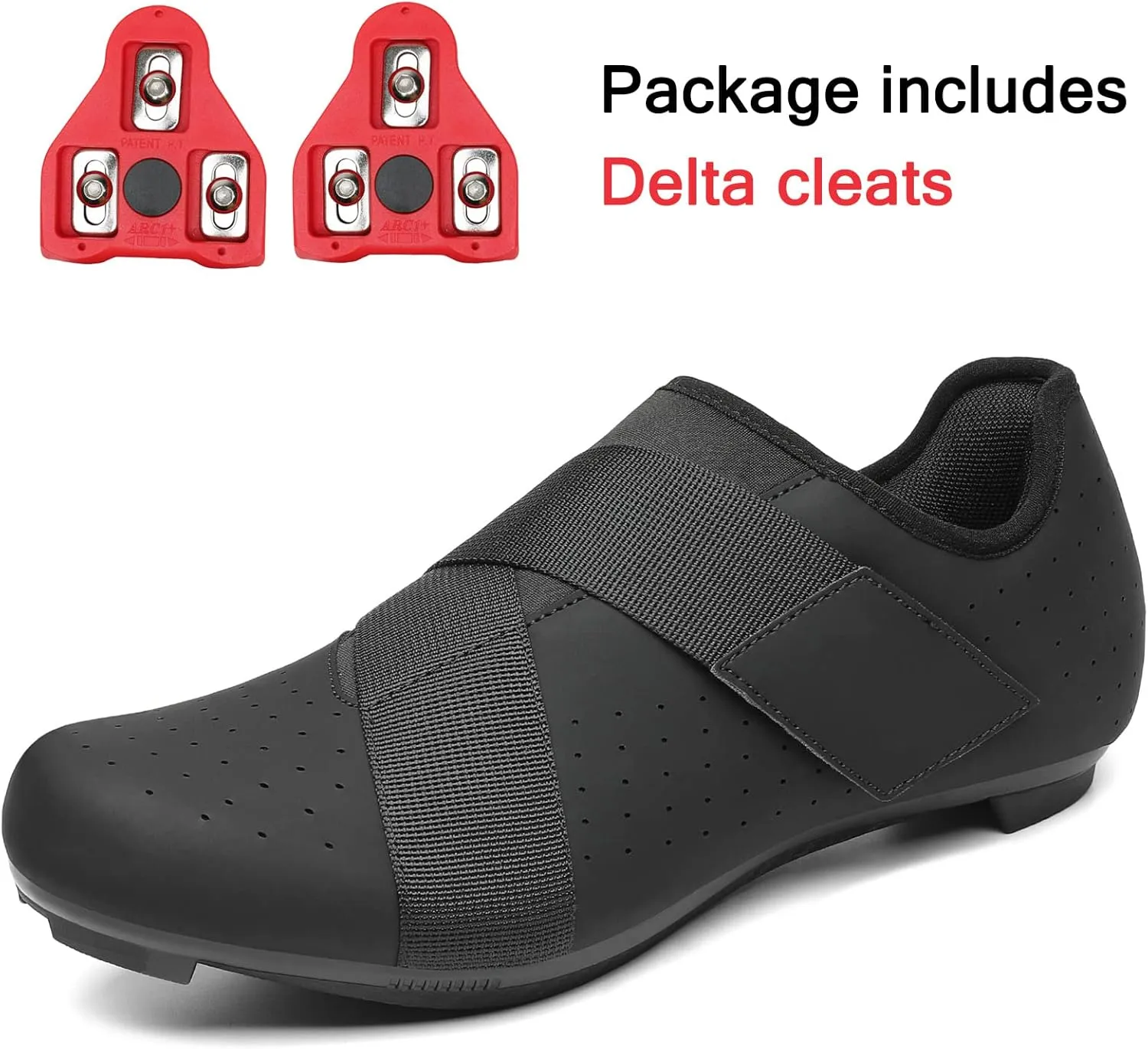 VikoViren Unisex Cycling Shoes Compatible with Peloton Bike with Single Hook & Loop Strap and Delta Cleats Included Perfect for Indoor Road Riding Bike Shoes for Men Women