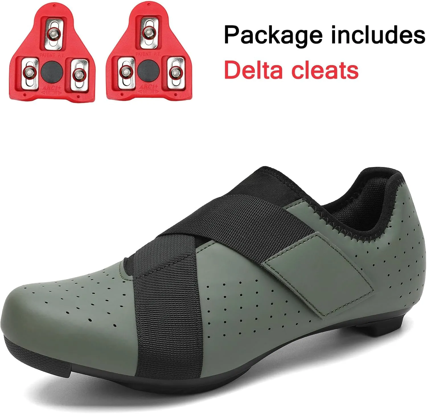 VikoViren Unisex Cycling Shoes Compatible with Peloton Bike with Single Hook & Loop Strap and Delta Cleats Included Perfect for Indoor Road Riding Bike Shoes for Men Women