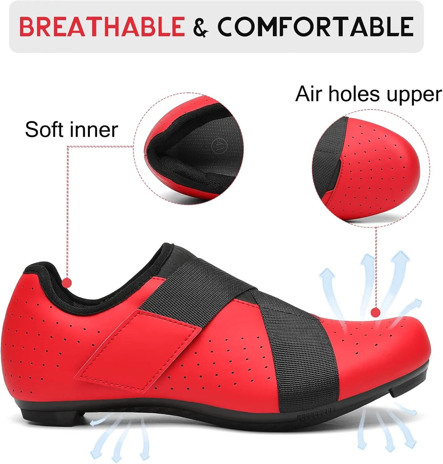 VikoViren Unisex Cycling Shoes Compatible with Peloton Bike with Single Hook & Loop Strap and Delta Cleats Included Perfect for Indoor Road Riding Bike Shoes for Men Women