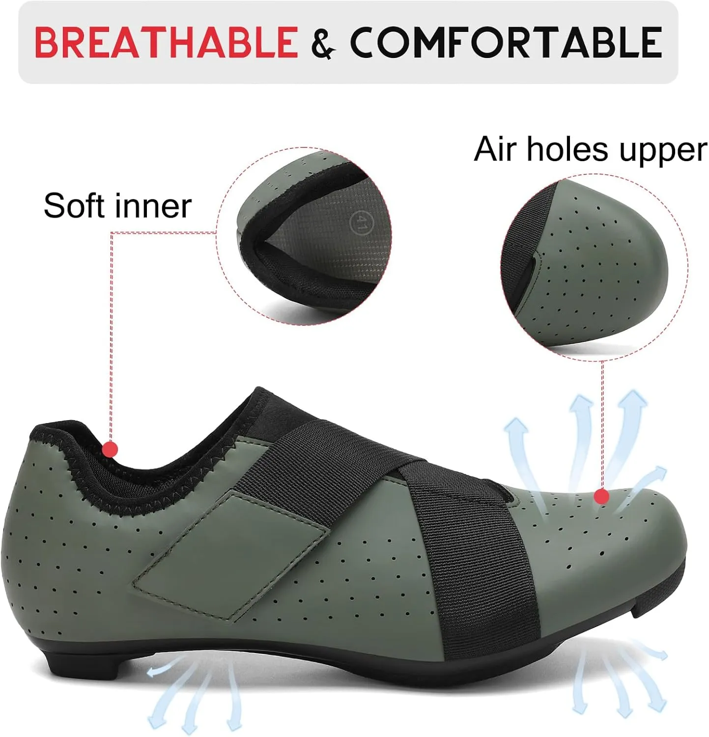 VikoViren Unisex Cycling Shoes Compatible with Peloton Bike with Single Hook & Loop Strap and Delta Cleats Included Perfect for Indoor Road Riding Bike Shoes for Men Women