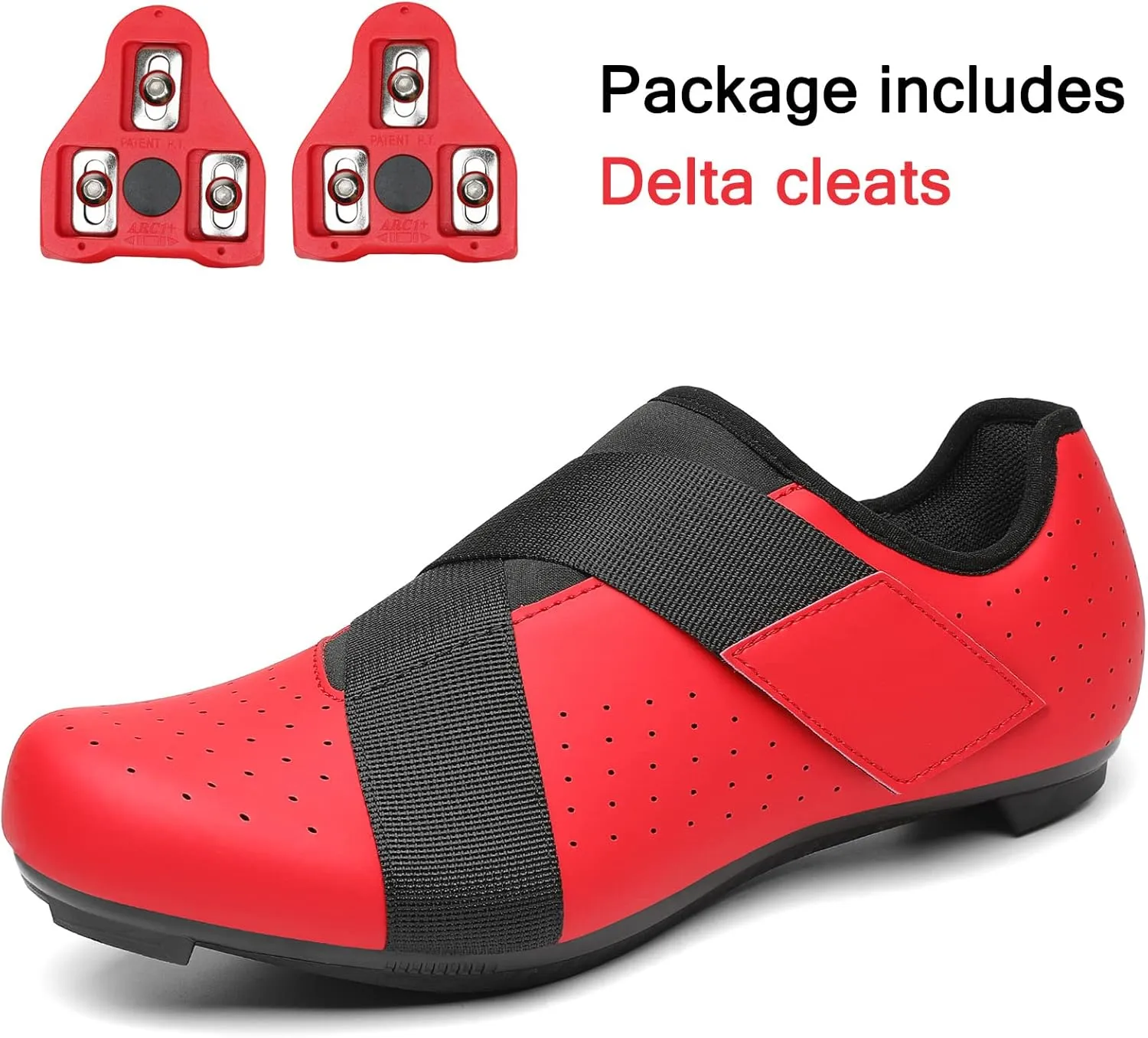 VikoViren Unisex Cycling Shoes Compatible with Peloton Bike with Single Hook & Loop Strap and Delta Cleats Included Perfect for Indoor Road Riding Bike Shoes for Men Women