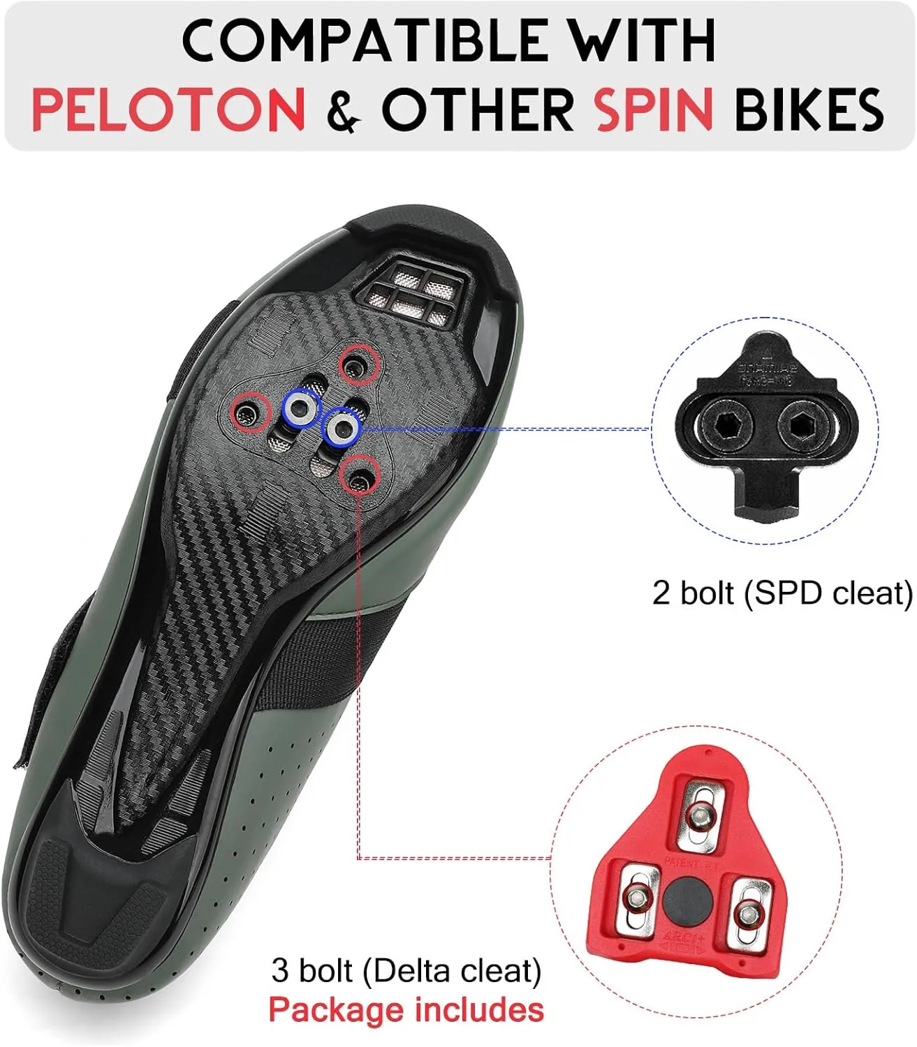 VikoViren Unisex Cycling Shoes Compatible with Peloton Bike with Single Hook & Loop Strap and Delta Cleats Included Perfect for Indoor Road Riding Bike Shoes for Men Women