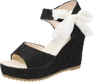 Wedge Sandal for Women Ankle Strap Flatform Arch Support Fish Mouth Toe Shoes Platform Espadrilles Waterproof Non-Slip