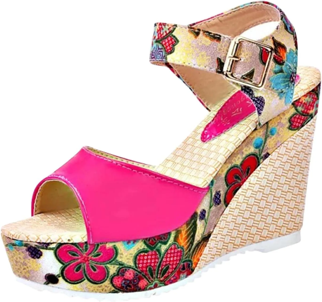 Wedge Sandal for Women Ankle Strap Flatform Arch Support Fish Mouth Toe Shoes Platform Espadrilles Wide Breathable Comfort