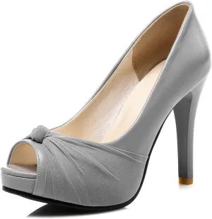 WOilERQ Women's High Heels Peep Toe Pumps Platform Shoes Open Toe Waterproof Platform High Heels Slingbacks Pumps for Dress Wedding Party Sandals,Gray,43