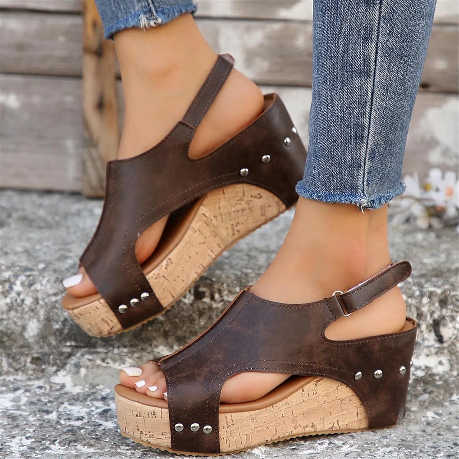 Women Sandals Comfortable Dressy Wedge Platform Sandals Slip on Ankle Strap Open Toe Casual Summer Dress Shoes 2024 Sandalias