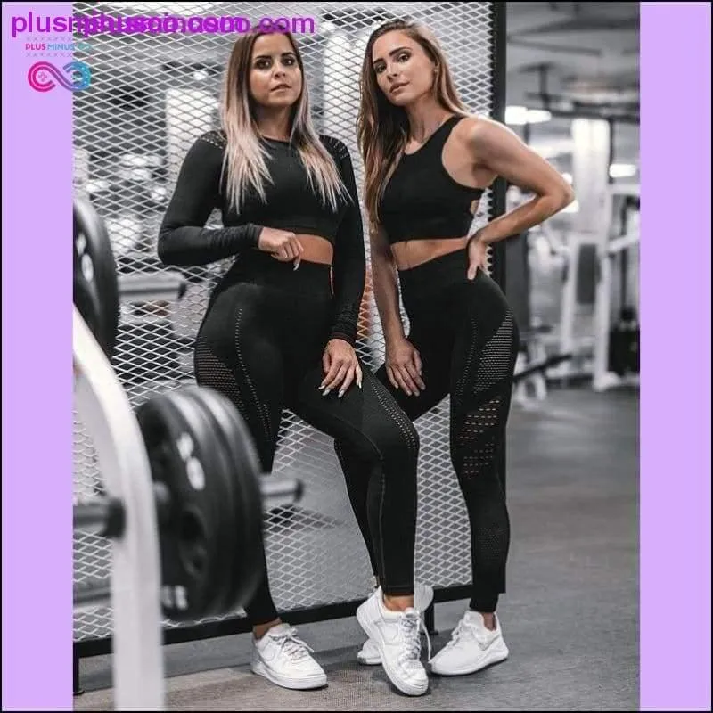 Women Seamless Workout Long Sleeve Crop Top Yoga Sets
