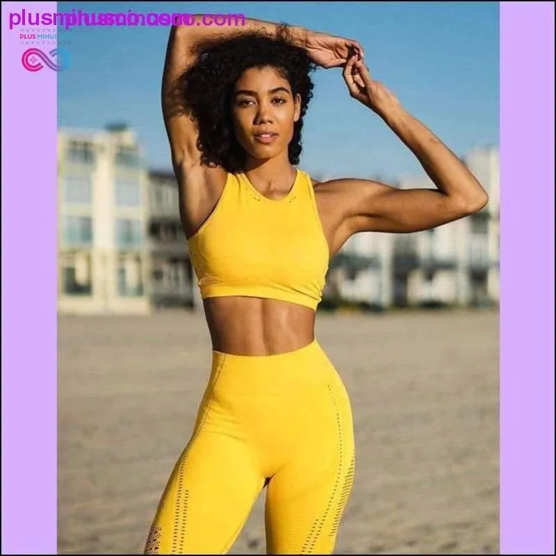 Women Seamless Workout Long Sleeve Crop Top Yoga Sets