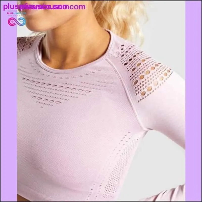 Women Seamless Workout Long Sleeve Crop Top Yoga Sets