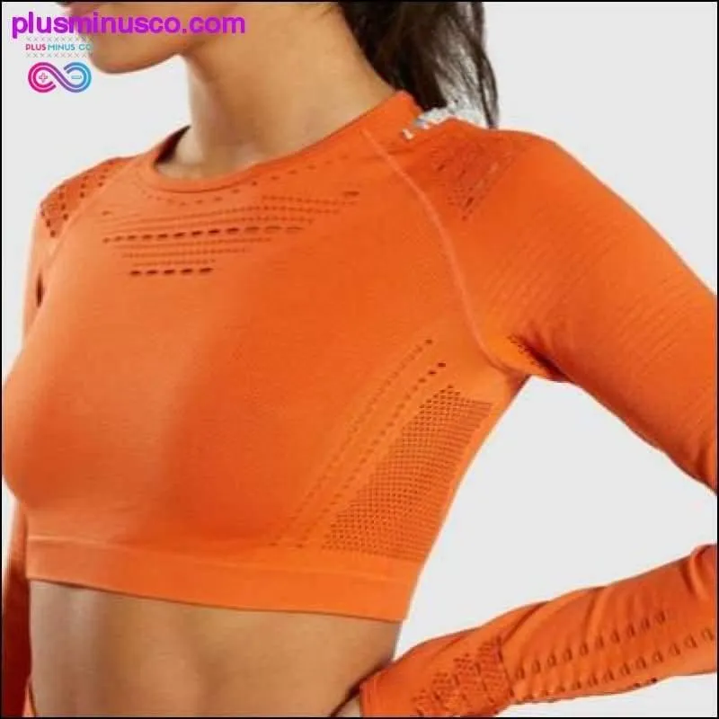 Women Seamless Workout Long Sleeve Crop Top Yoga Sets