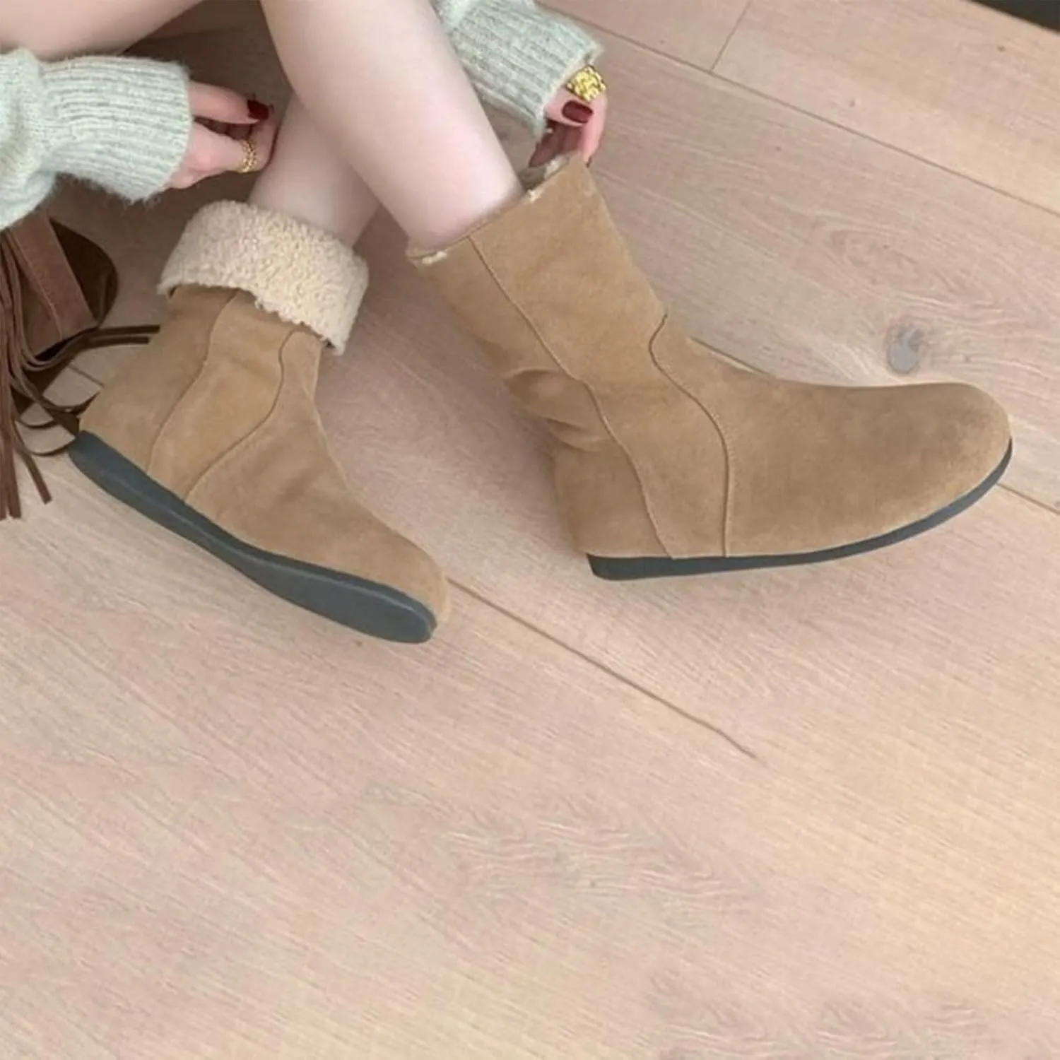 Women Snow Boots Knee High Boots Women Wide Calf Women Shoes Fall Womens Winter Dress Shoes Chunky Heel Boots