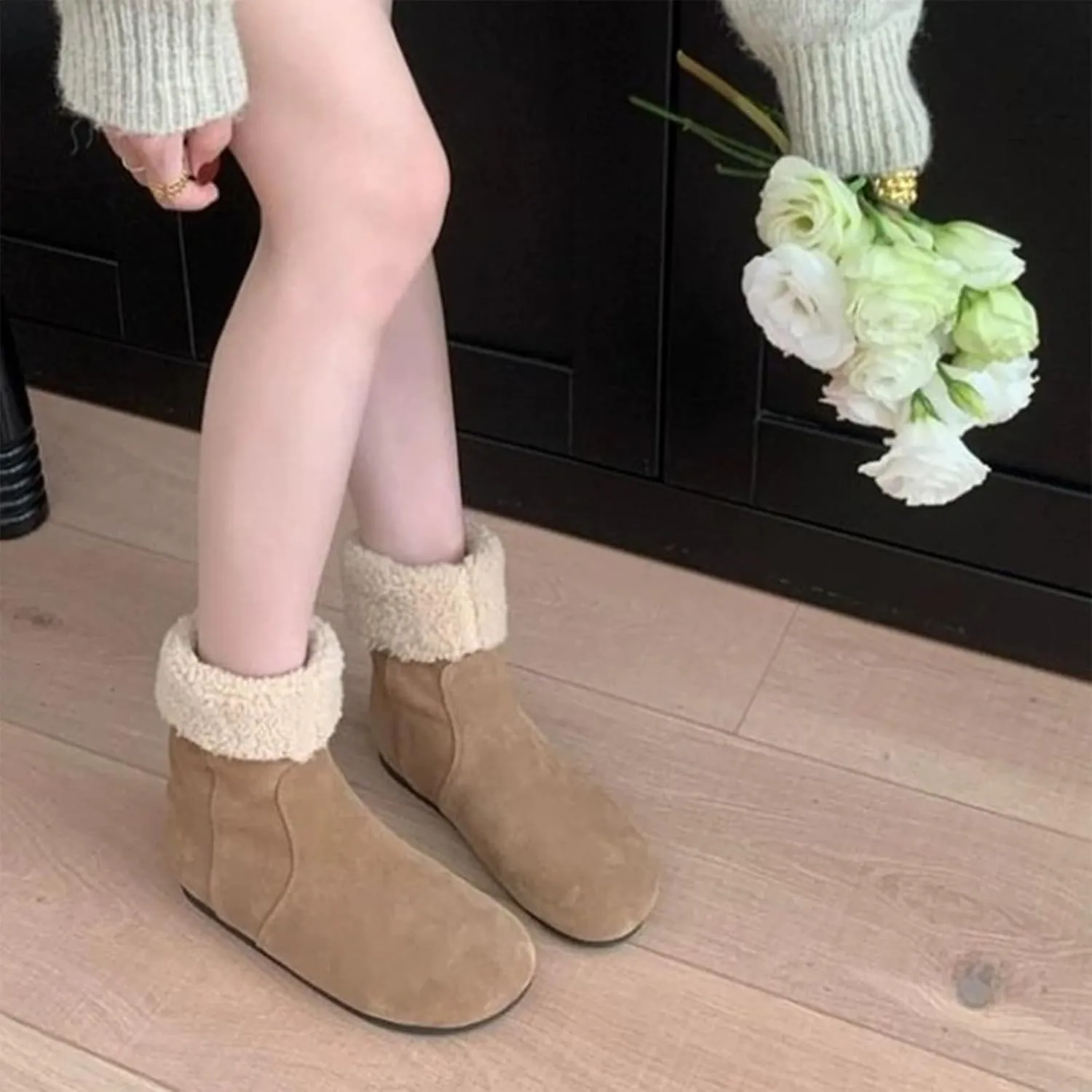 Women Snow Boots Knee High Boots Women Wide Calf Women Shoes Fall Womens Winter Dress Shoes Chunky Heel Boots
