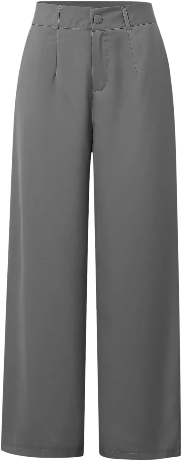 Womens 2 Piece Business Sets Sleeveless Buttons Off Shoulder Tops Straight Leg Dress Work Pants Suit Set