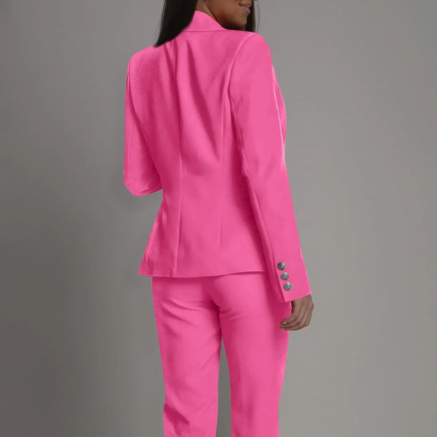 Womens 2 Piece Suit Sets Business Casual Outfits Double Breasted Blazer Jackets Dress Pants Office Work Sets