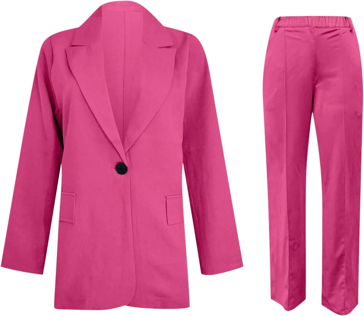 Womens Business Casual Outfits for Work Two Piece Office Sets Long Sleeve Blazer Jacket and Elastic Waist Pants