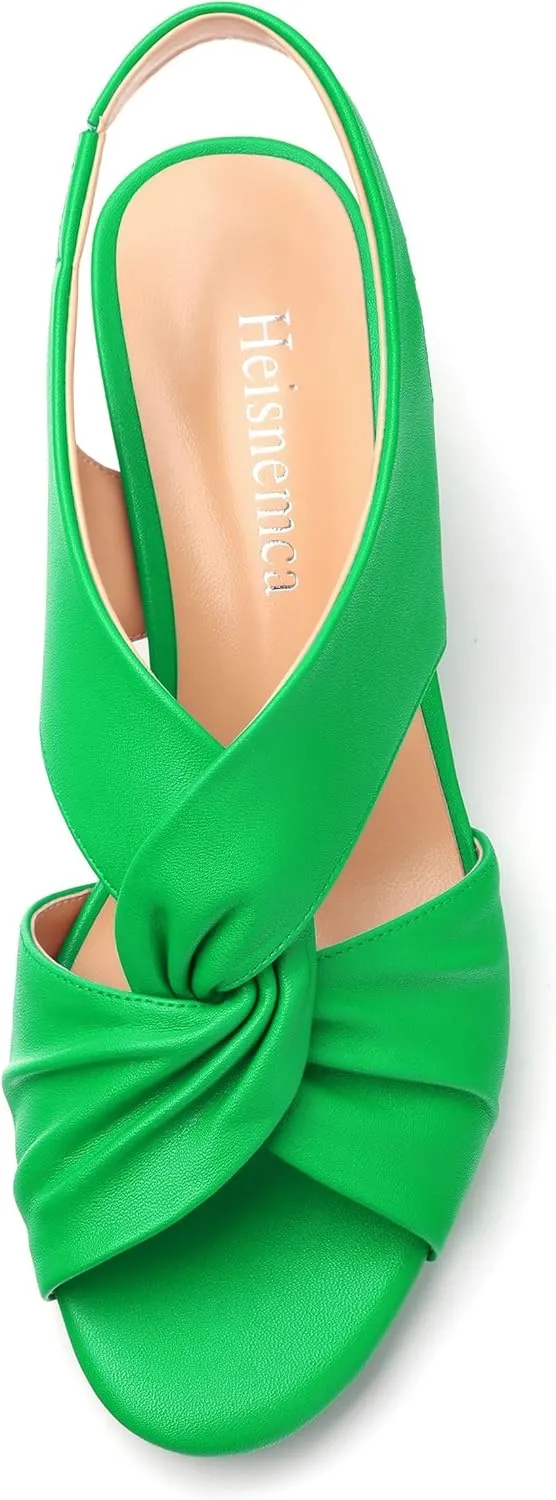 Womens Chunky Block Heels Sandals,Round Open Toe High Heeled Sandals,matte Slip On Ankle Strap Mid Sandals,leisure Dress Party Wedding Shoes 2 In