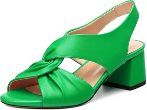 Womens Chunky Block Heels Sandals,Round Open Toe High Heeled Sandals,matte Slip On Ankle Strap Mid Sandals,leisure Dress Party Wedding Shoes 2 In