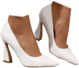 Women's Closed Toe High Heels Dress Pointed Toe Slip-on Wedding Party Prom Pump Shoes