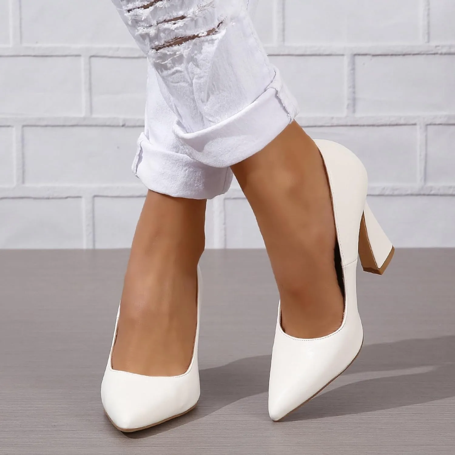 Women's Closed Toe High Heels Dress Pointed Toe Slip-on Wedding Party Prom Pump Shoes