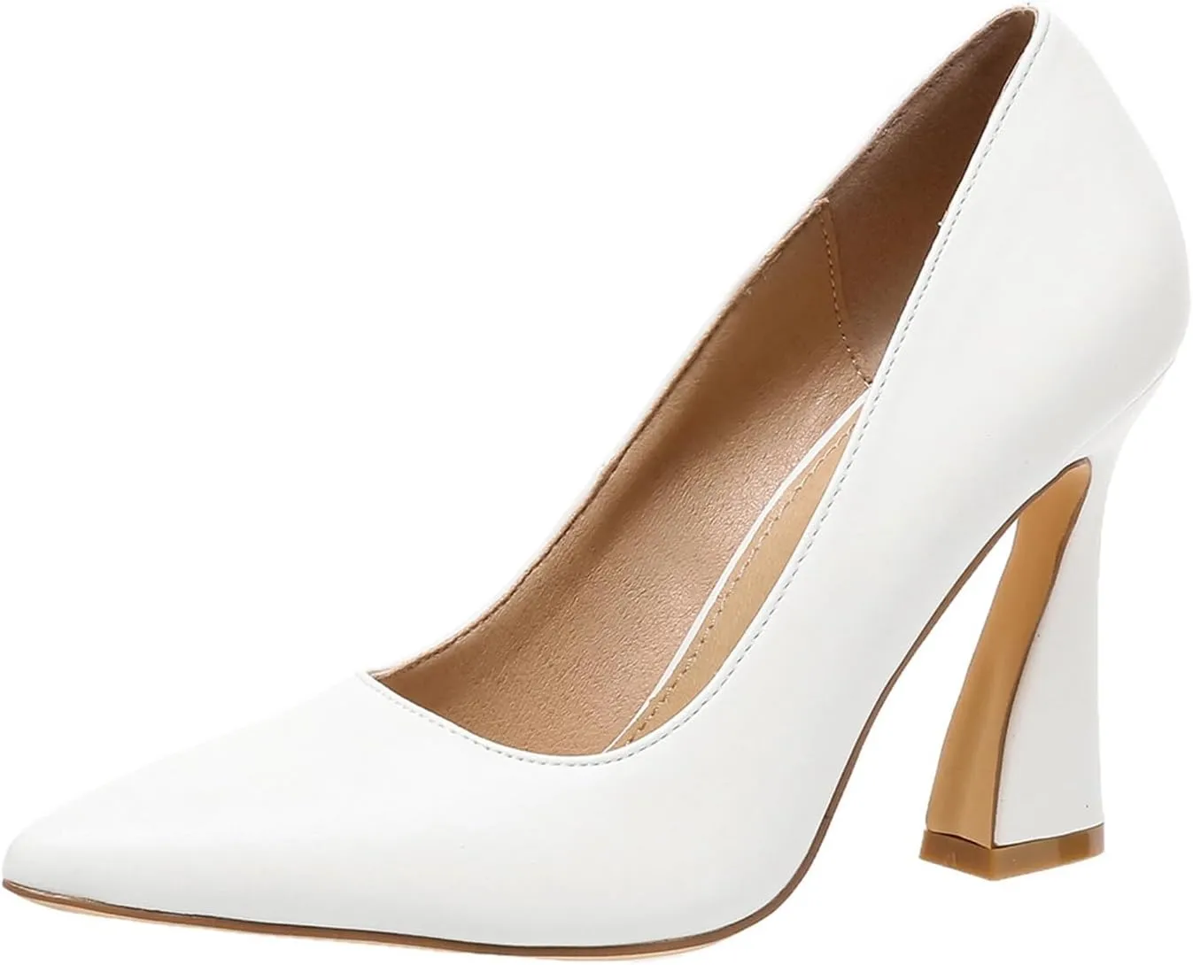 Women's Closed Toe High Heels Dress Pointed Toe Slip-on Wedding Party Prom Pump Shoes