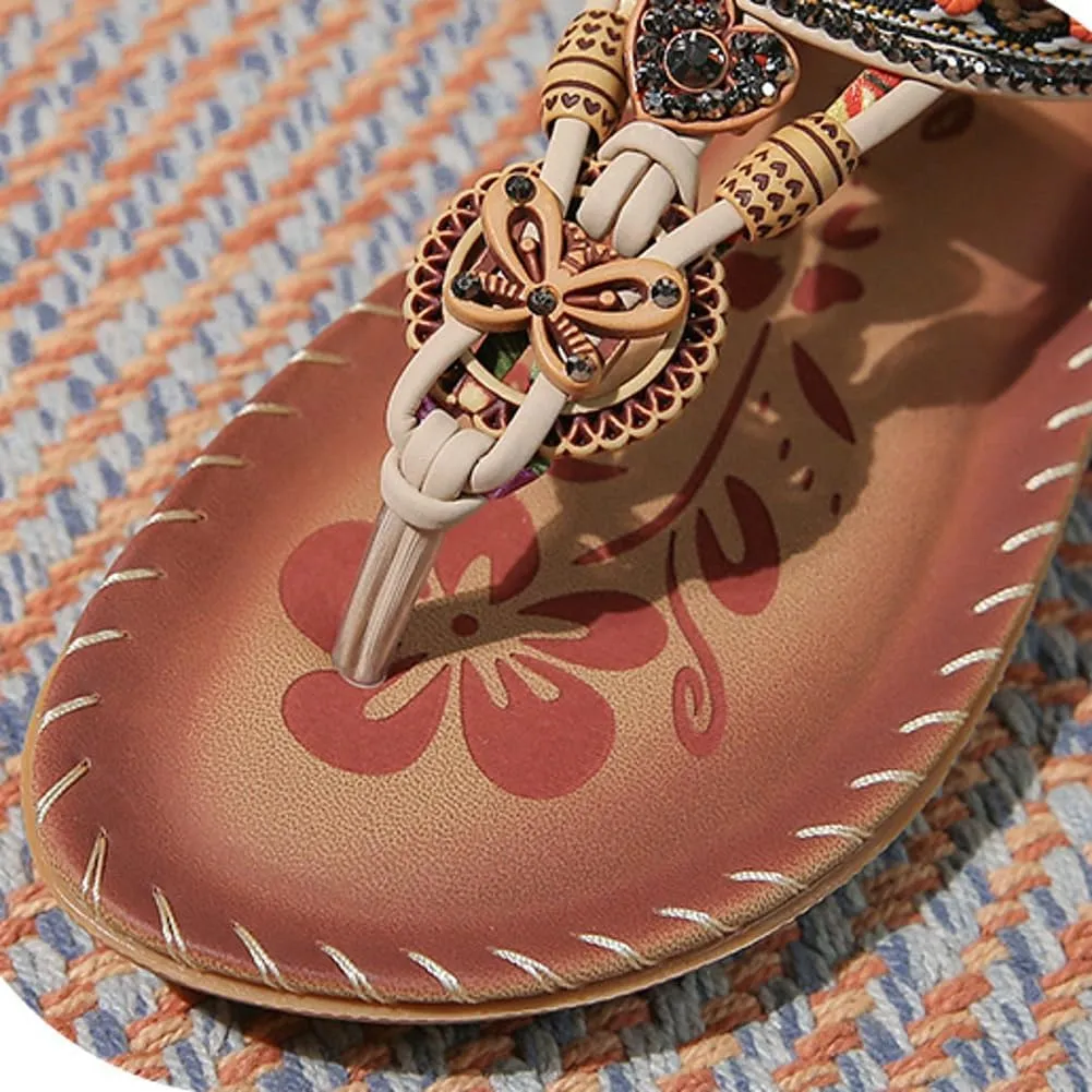 Womens Flat Sandal Arch Support Summer Beach Comfort Shoes 2025 Fashion Bohemian Beading Sandal