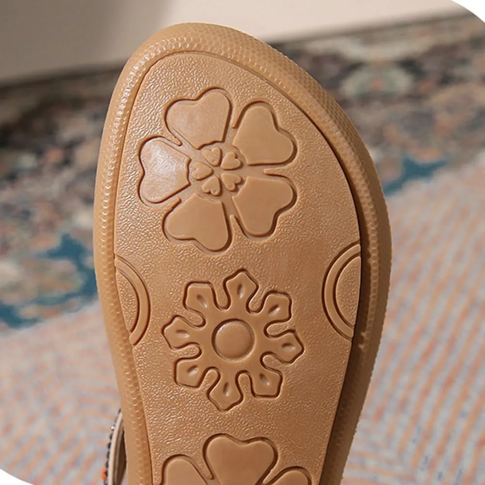 Womens Flat Sandal Arch Support Summer Beach Comfort Shoes 2025 Fashion Bohemian Beading Sandal