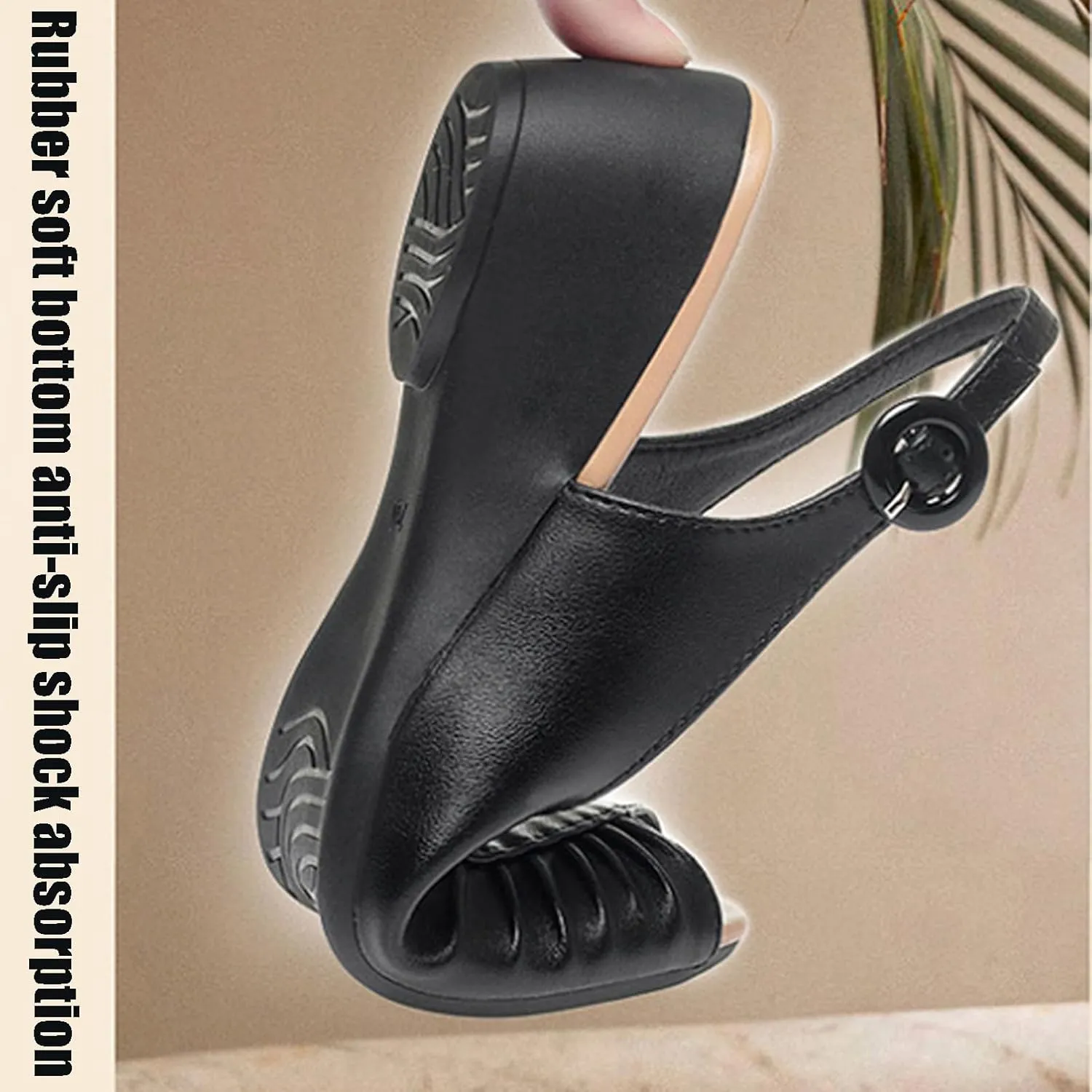 Womens Genuine Leather Open Toe Wedge Sandals Summer Breathable Business Office Dress Pumps Daily Non-Slip Mam Nurse Casual Shoes