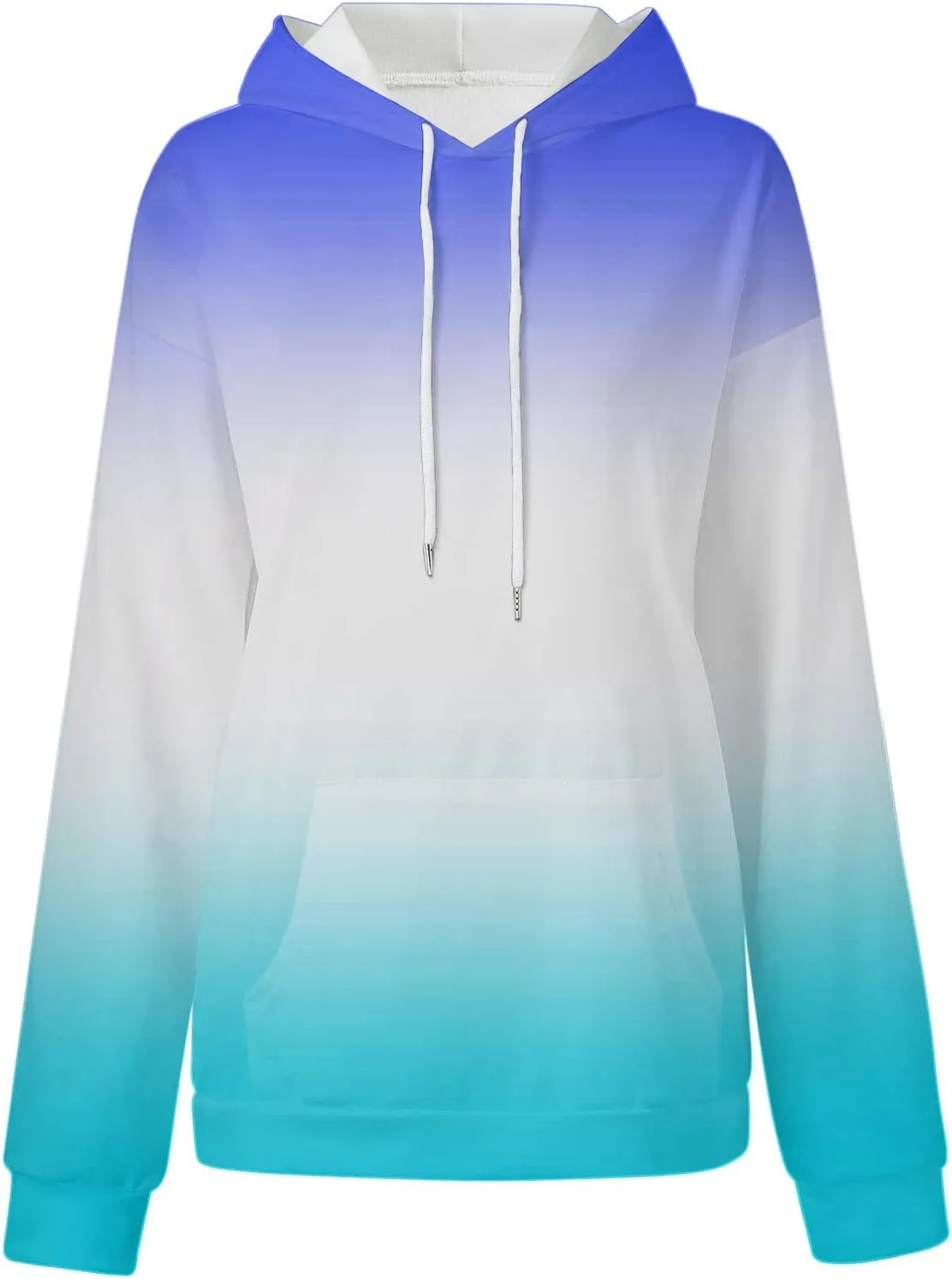 Womens Gradient Print Oversized Sweatshirt Drawstring Pullover with Pocket Trendy Sweater Tops Fashion Clothes