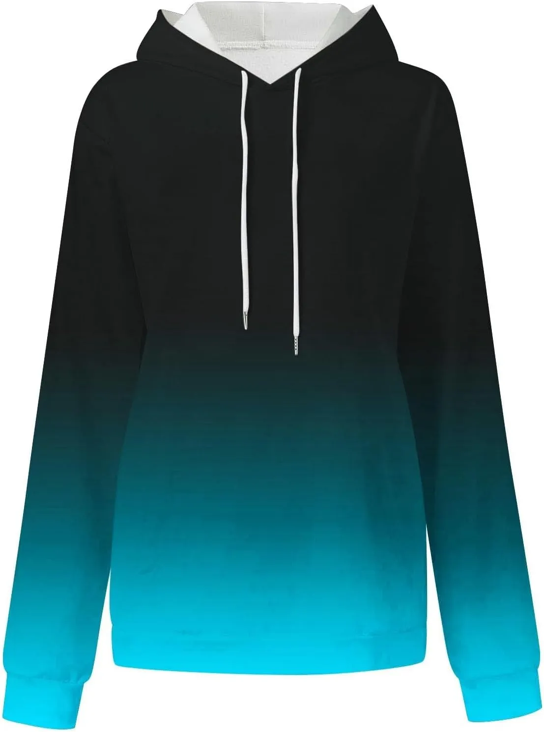 Womens Gradient Print Oversized Sweatshirt Drawstring Pullover with Pocket Trendy Sweater Tops Fashion Clothes