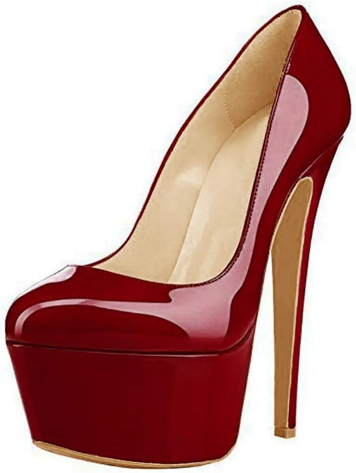 Women's High Heel Platform Round Closed Toe Dress Pump Shoes