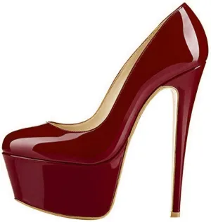 Women's High Heel Platform Round Closed Toe Dress Pump Shoes