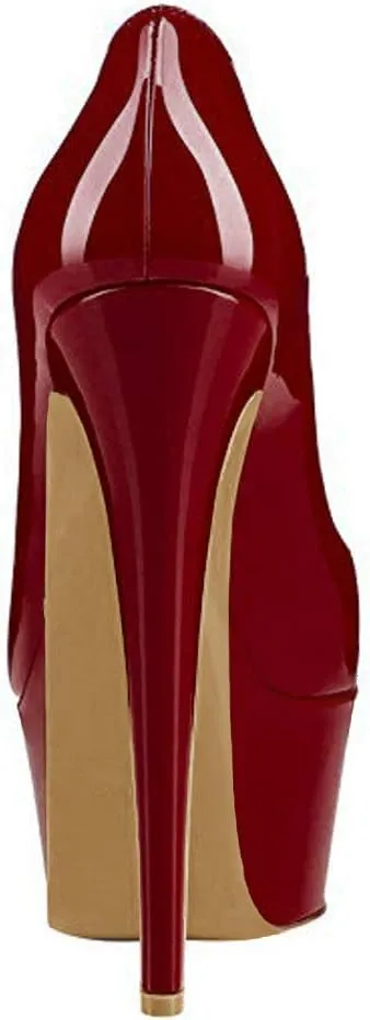 Women's High Heel Platform Round Closed Toe Dress Pump Shoes