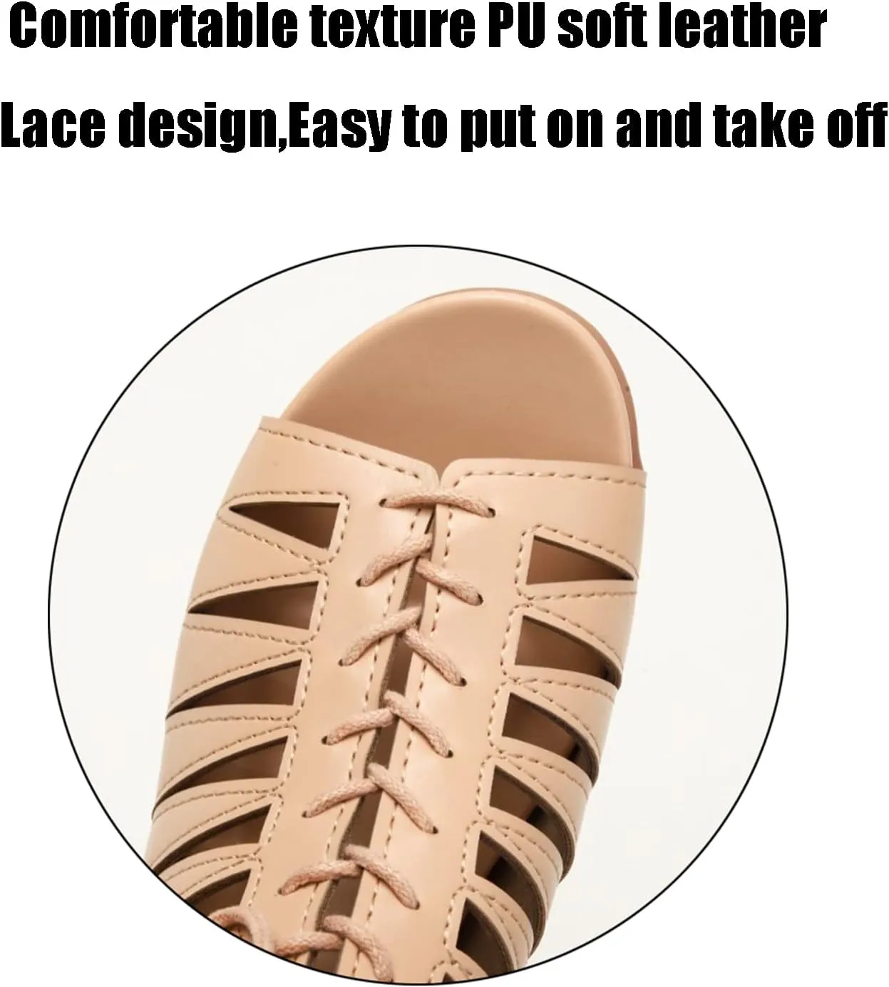 Women's Lace-Up Wedge Hollow Roman Sandals with Back Zipper,Summer Casual Fish Mouth Open Toe Platform Gladiator Sandal for Beach Holiday Reunion